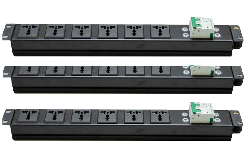 Thanh nguồn PDU 6 ổ đa năng rack 19 MCB 2P 32A:  Hàng chính hãng, Phụ kiện tủ rack , PDU có MCB , PDU rack 19&quot;, thanh nguồn chuẩn rack 19&quot;