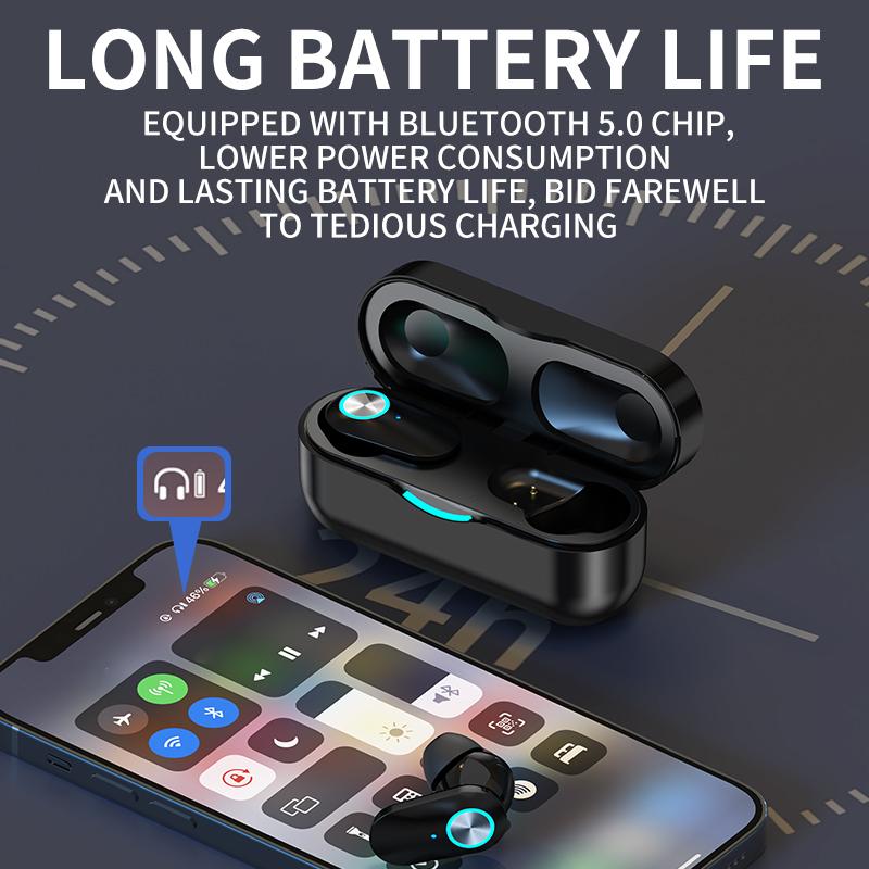 Mini TWS Bluetooth 5.0 HD Gọi Tai Nghe Không Dây Cảm Ứng Điều Khiển Chơi Game Thể Thao Chống Thấm Nước Tai Nghe Nhét Tai Có Mic