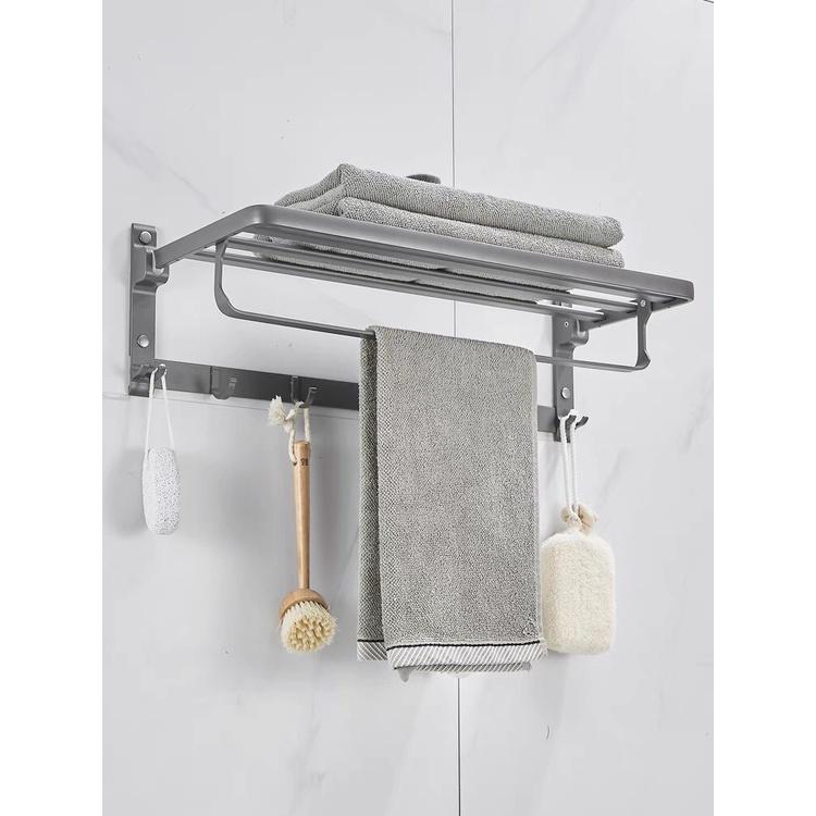 Máng Khăn Tầng Đa Năng màu xám - Máng Khăn Xếp màu xám - Móc áo màu xám inox 304