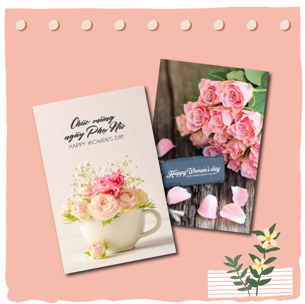 Combo 2c Thiệp ngày phụ nữ 8.3 và 20.10 Women's day - Thiệp Grey 12x18cm kèm phong bì