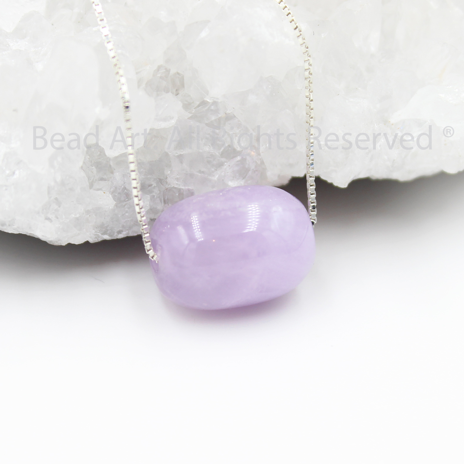 Dây Chuyền 14x10MM Thạch Anh Tím, Amethyst Tự Nhiên Và Bạc 925, Mệnh Hoả, Thổ Vòng Cổ, Trang Sức Phong Thuỷ - Bead Art