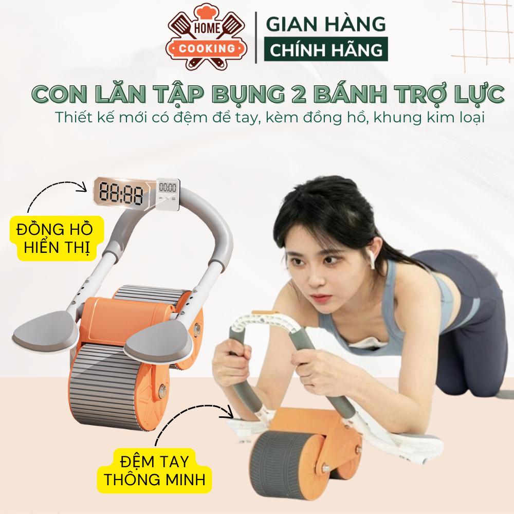 Con lăn trợ lực, con lăn tập bụng tại nhà thế hệ mới 2 bánh thiết kế mới có chỗ để tay tiện dụng, chất liệu cao cấp