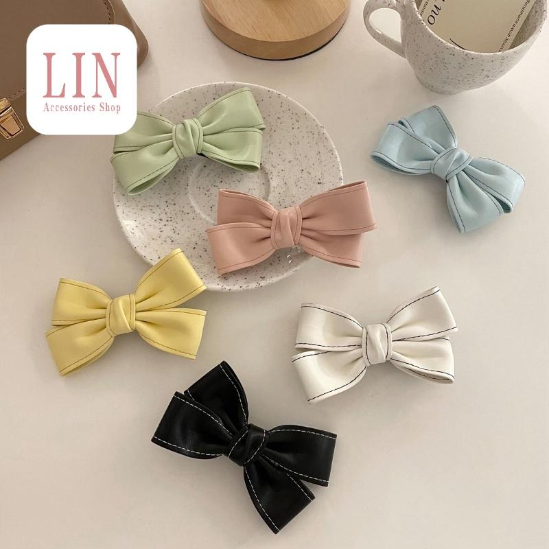 Kẹp Tóc Kẹp Nơ Màu Pastel Phong Cách Hàn Quốc