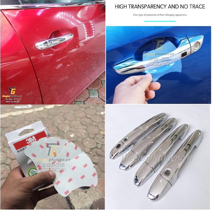 Bộ ốp tay nắm cửa xe Mazda 2 2021 mạ Crom - Tặng miếng dán trong suốt chống xước hõm cửa