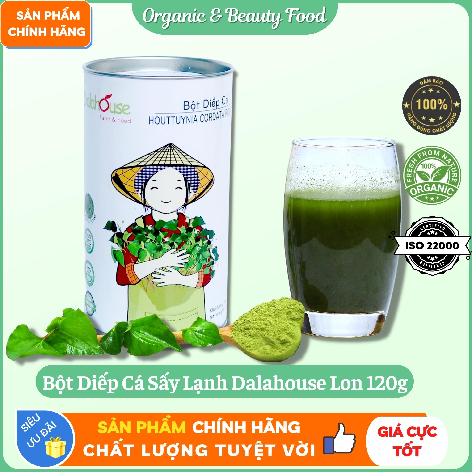 Bột Diếp Cá Hữu Cơ Sấy Lạnh Nguyên Chất Dalahouse - Lon 120g - Ngừa táo bón, bệnh trĩ - Mát gan , ngừa mụn - Hỗ trợ bảo vệ phổi.