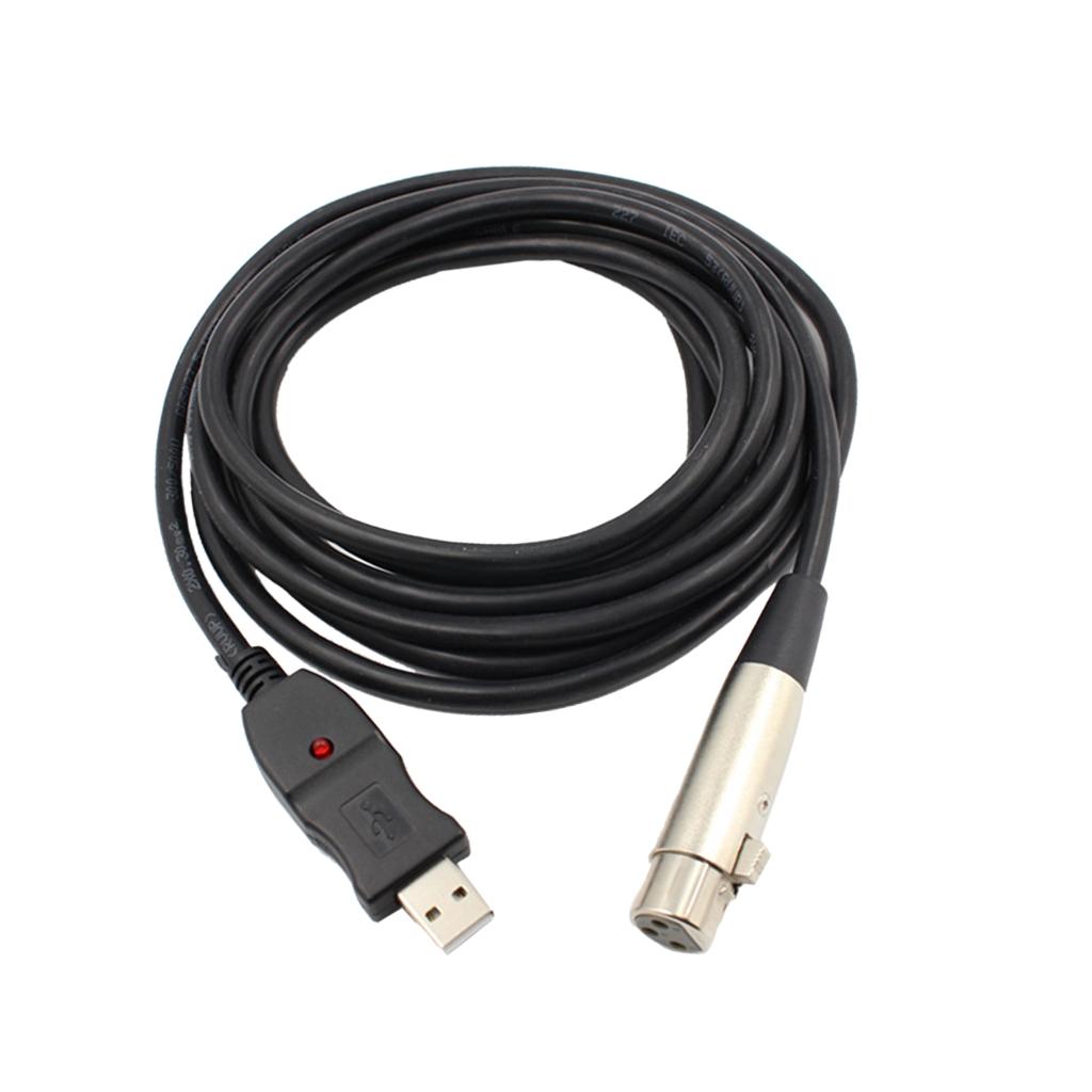 USB Microphone Cable USB Male-Female Mic Converter Studio Audio Line-Black