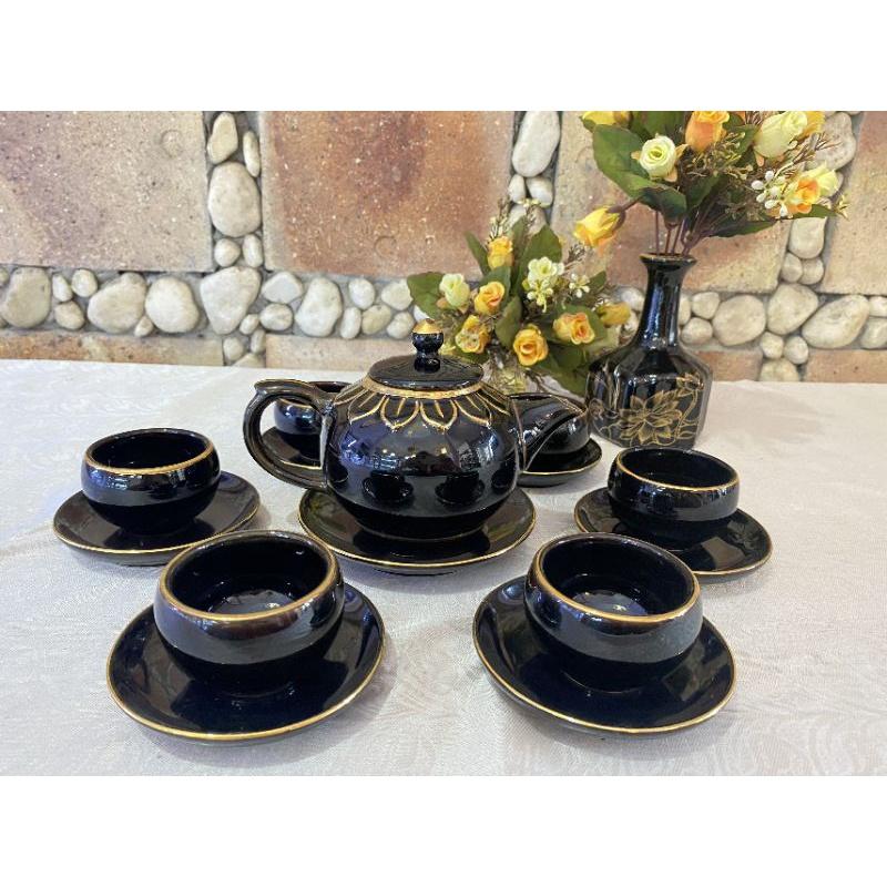 BỘ ẤM CHÉN CAO CẤP VẼ VÀNG – QUÀ TẶNG GỐM SỨ SANG TRỌNG