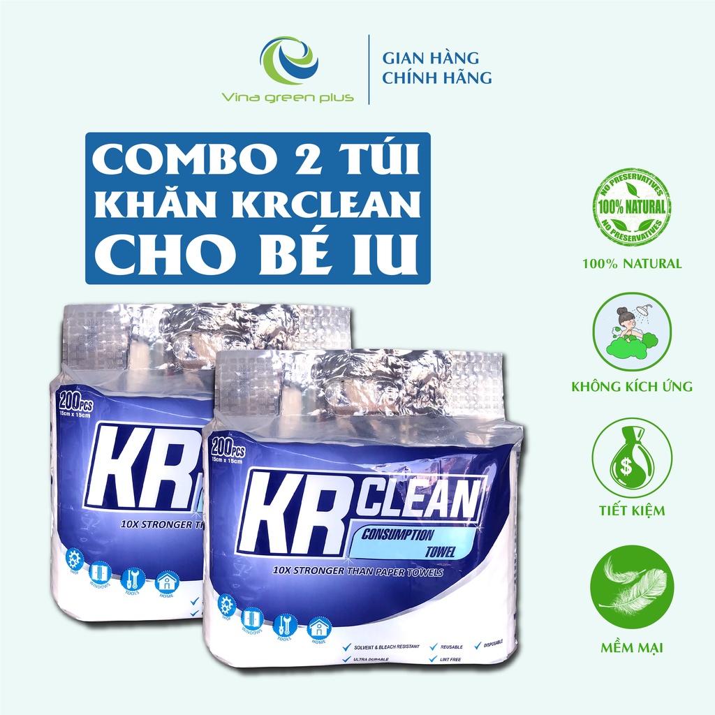 Khăn Lau Đa năng KR-Clean Tím 15x15cm - 2 Túi 4 Cuộn - Siêu Dai/Thấm Hút Tốt