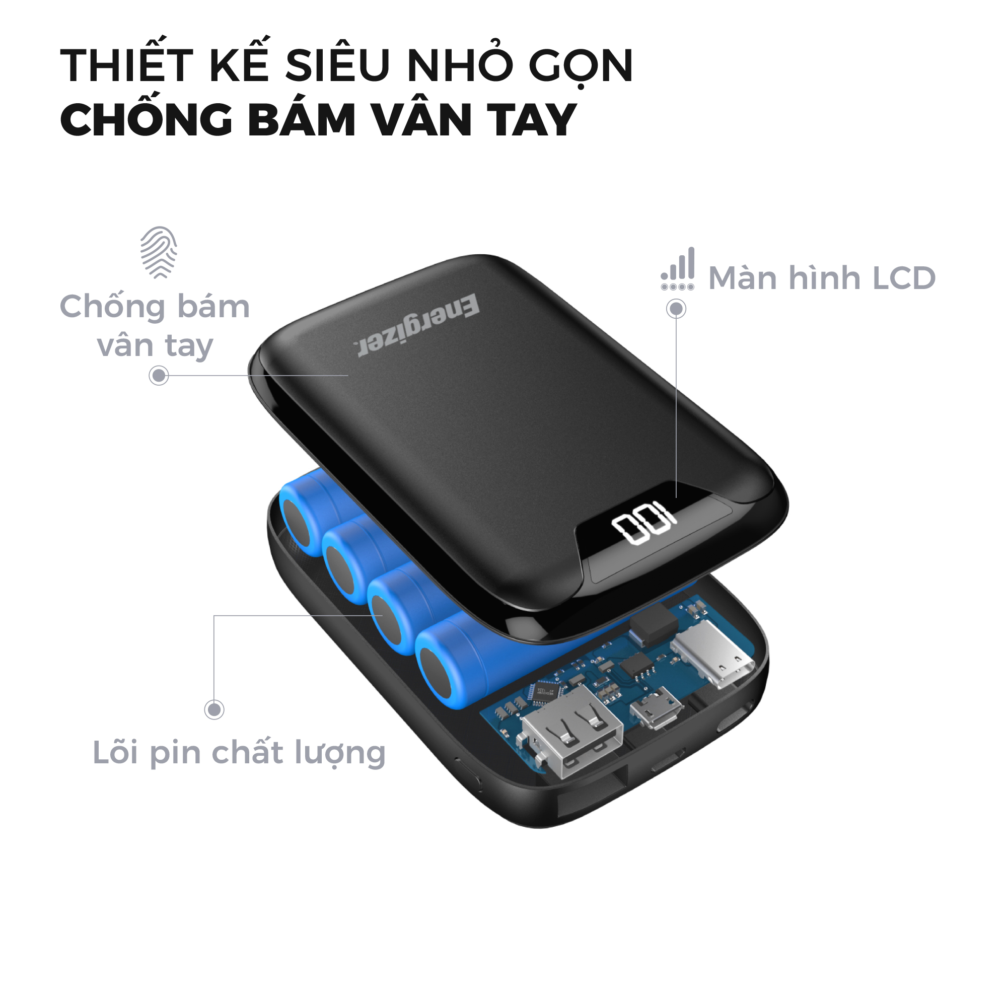 Combo Pin dự phòng Energizer 10,000mAh UE10042 + Sạc nhanh Mophie 10W kèm Cáp A to Lightning 1M - HÀNG CHÍNH HÃNG