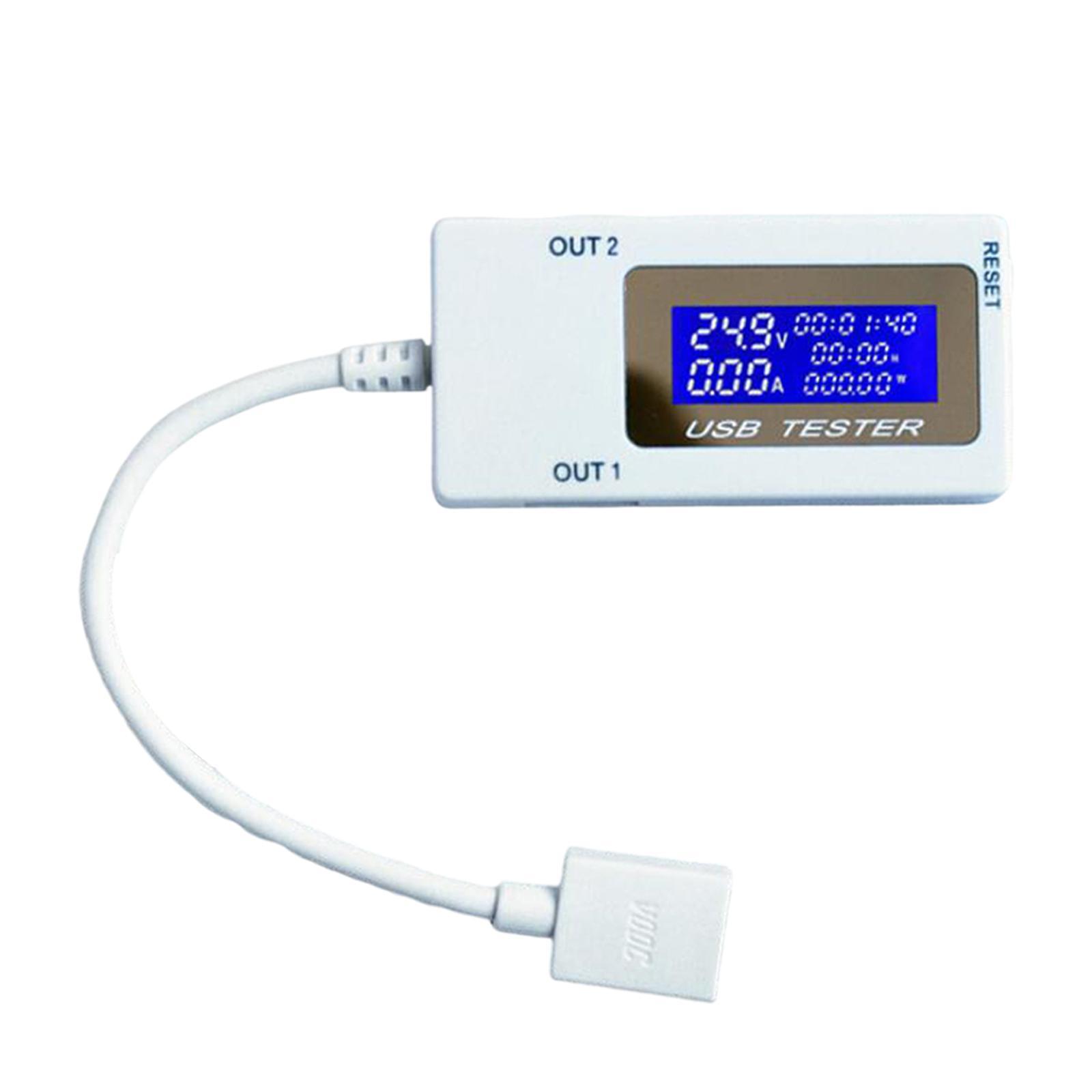 USB Current Voltage Capacity Multimeter Double Row Shows Ammeter