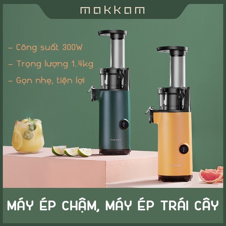 Máy ép trái cây tốc độ chậm cầm tay thương hiệu cao cấp Mokkom MK-SJ001 - Công suất: 130W - Chất liệu: Tritan, ABS, Inox 304 - 2 màu: Xanh và Vàng - Hàng Nhập Khẩu