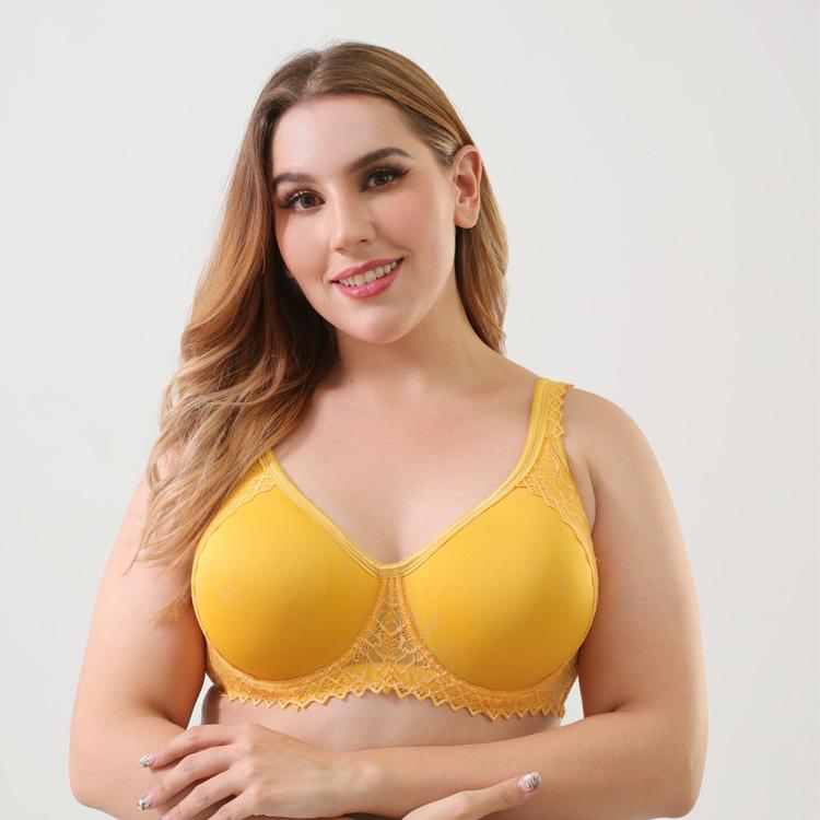 Plus Kích Thước Áo Ngực Đúc Nữ Ren Dây Vòng Push Up Mỏng Thoáng Khí Đồ Lót Hàng Ngày Áo Lót Cốc Lớn UA Kích Thước Áo màu Hồng