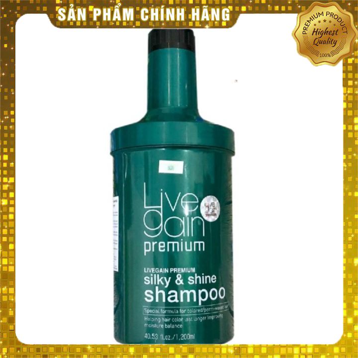 Dầu gội giữ màu Livegain Premium Silky &amp; Shine suôn mượt hương nước hoa Hàn Quốc 1200ml