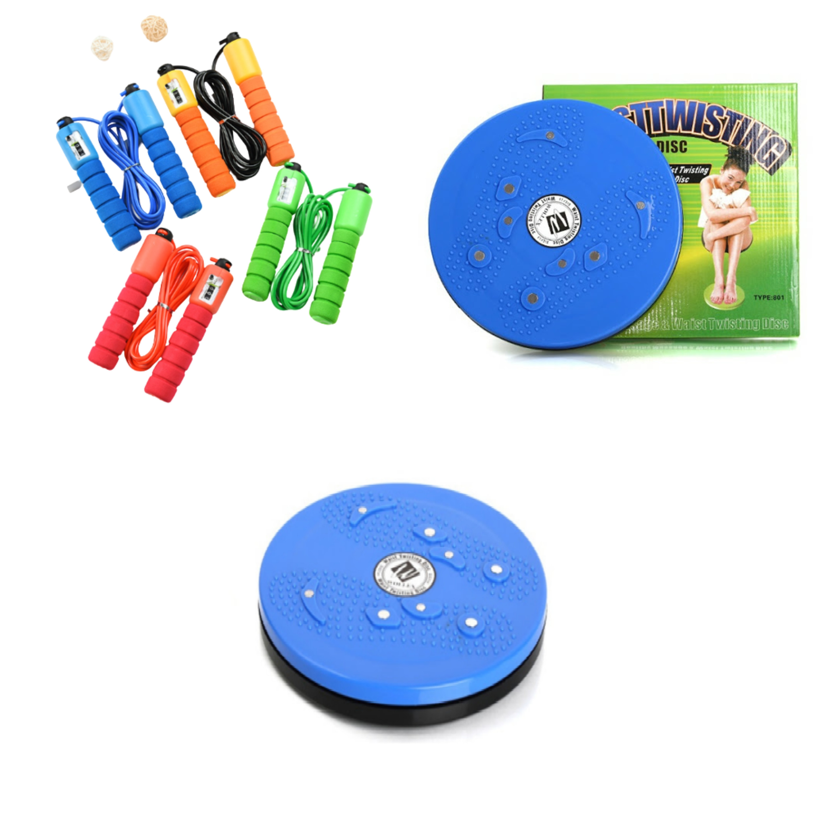 Combo 1 Bàn xoay lắc tập bụng, tập eo + 1  Dây nhảy thể dục có bộ đếm số vòng nhảy tiện lợi