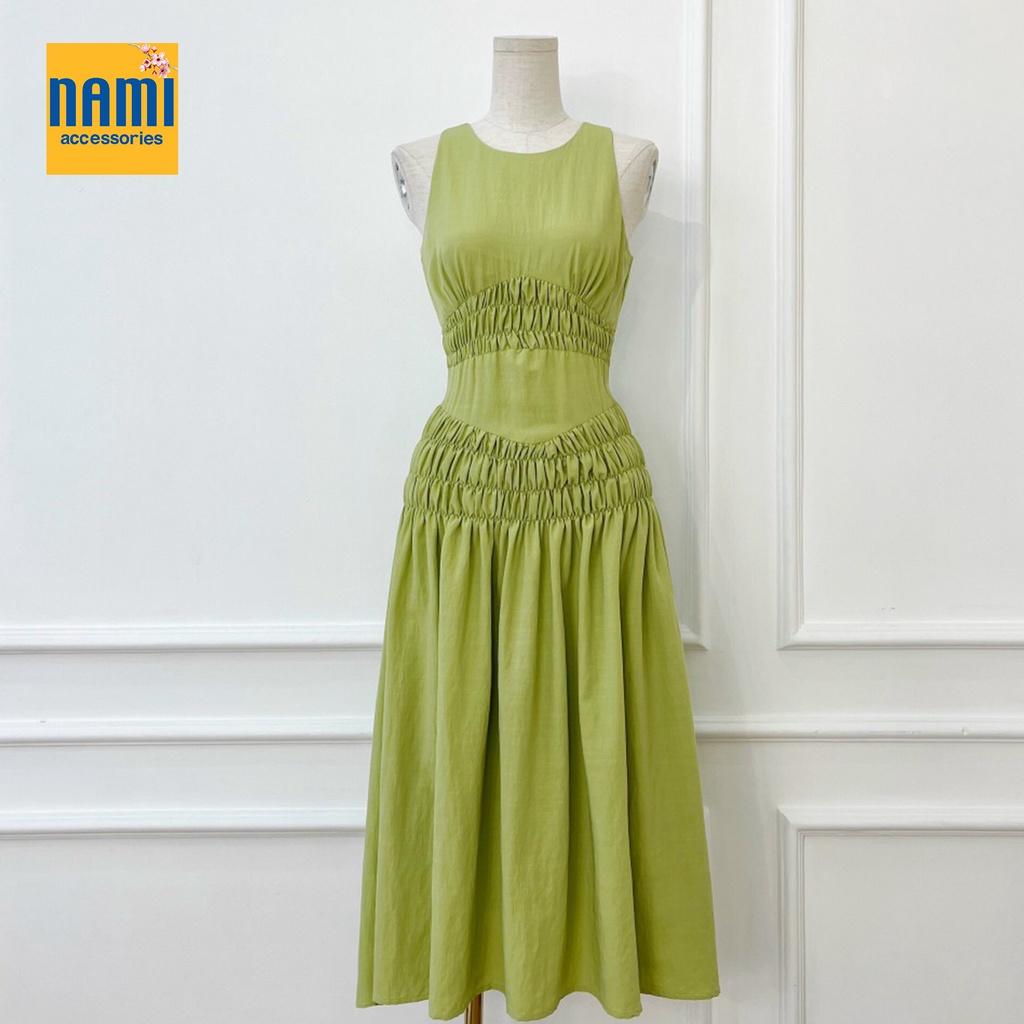 Đầm xoè dáng maxi sát nách nhún chỉ lạ mắt duyên dáng thướt tha - ATNU031