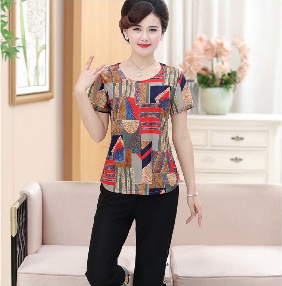 Bộ đồ trung niên cho mẹ mặc nhà đi chơi - Chất co giãn thoáng mát B61