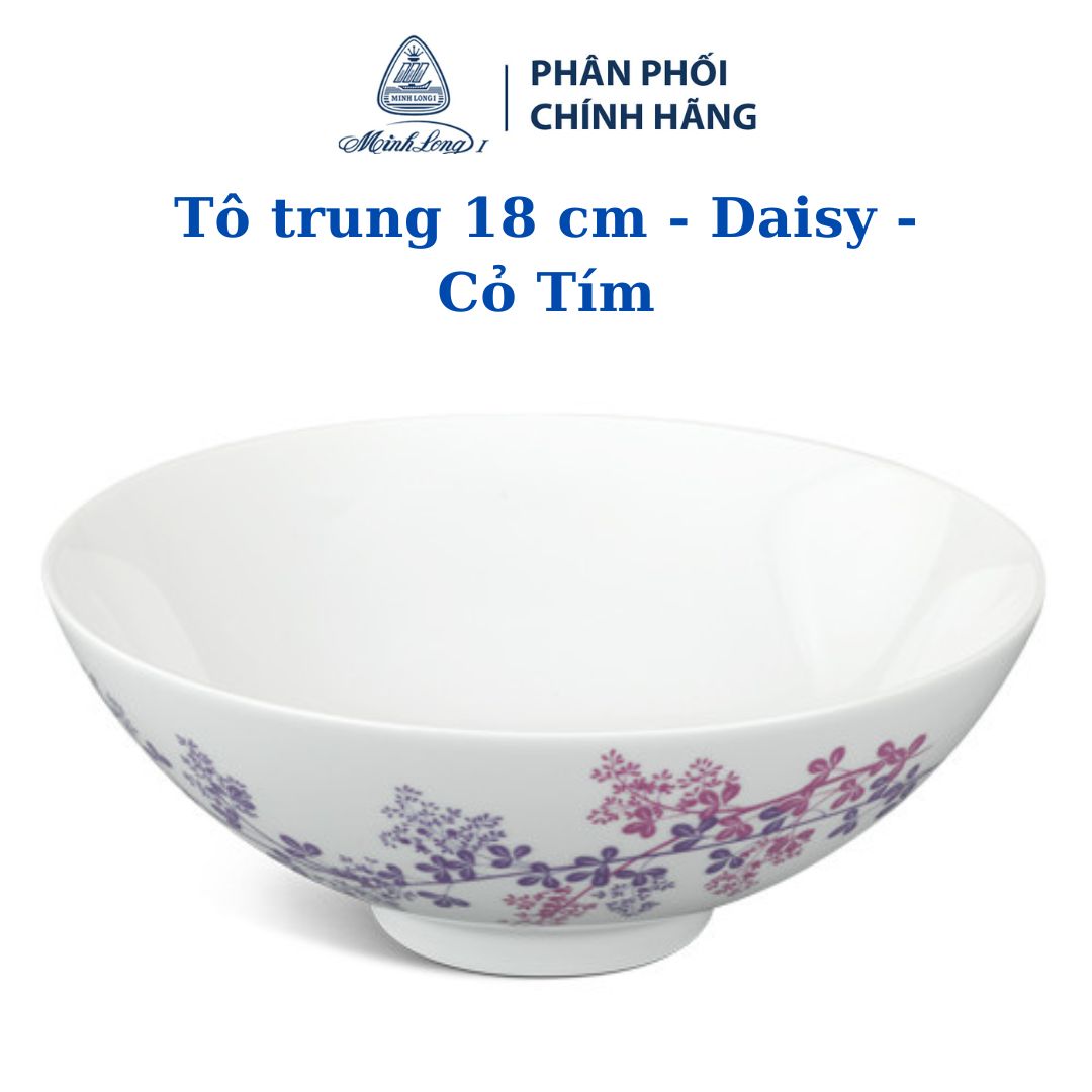 Tô trung 18 cm - Daisy - Cỏ Tím - Gốm sứ Minh Long cao cấp