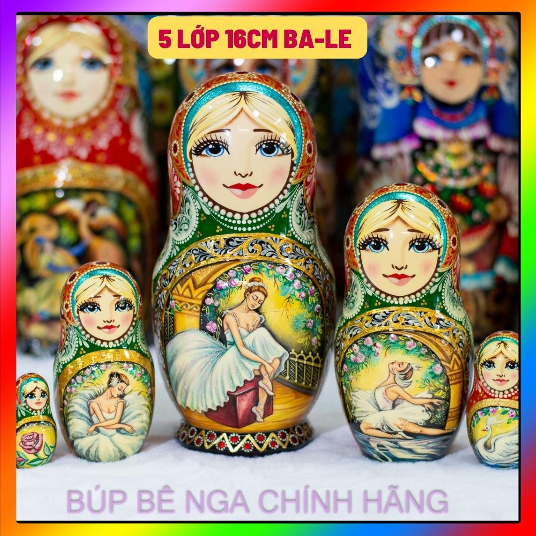 BỘ BÚP BÊ NGA MATRYOSHKA CAO CẤP 5 LỚP 16CM HOA VĂN "VỞ BALE HỒ THIÊN NGA" RẤT ĐẸP VÀ SANG TRỌNG