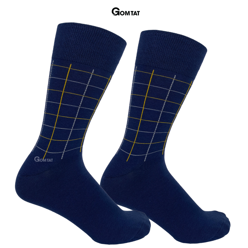 Vớ mang giày tây nam Gom Tất họa tiết caro chất liệu cotton cao cấp hút ẩm thoáng khí -GOM-TAYCARO-1DOI