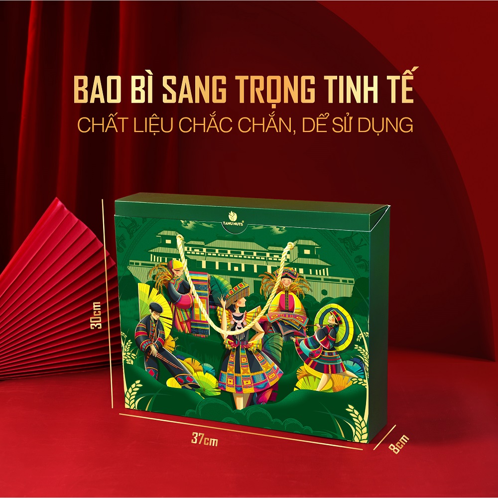 Hộp quà tết 2024 TANU NUTS, set quà tặng tết hạt dinh dưỡng sang trọng