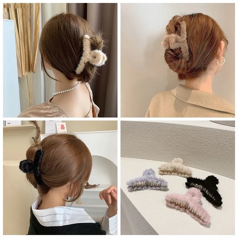 Kẹp Tóc Phủ Lông Siêu Mềm Phong Cách Hàn Quốc