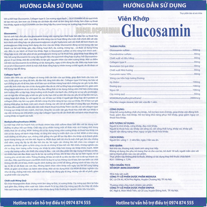 VIÊN KHỚP GLUCOSAMIN – GIÚP PHỤC HỒI VÀ GIẢM ĐAU XƯƠNG KHỚP - GIÚP KHỚP HOẠT ĐỘNG LINH HOẠT - BỔ SUNG COLLAGEN TUÝP 2, CHIẾT XUẤT TỪ VỎ LIỄU TRẮNG VÀ CÂY MÓNG QUỶ, - SCHIFF GLUCOSAMINE – LỌ 60 VIÊN