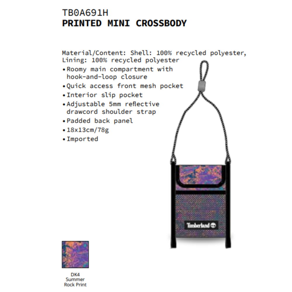 [NEW] Timberland Túi Đeo Chéo  Unisex Printed Mini Cross Body Bag TB0A691HK4