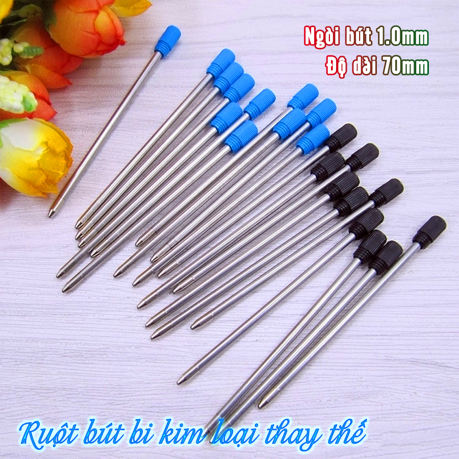 Combo 10 Ruột bút ký Bi kim loại 70mm 62mm 55mm ngòi 1.0mm thay thế - Ruột bút bi kim loại thay thế