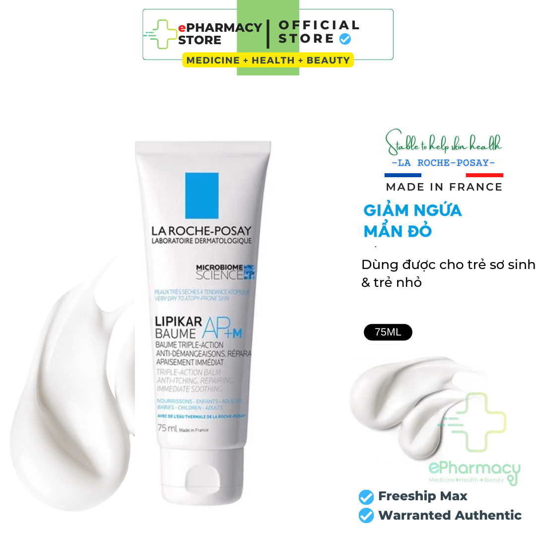 Kem Dưỡng LAROCHEPOSAY Lipikar Baume AP+M Triple-Action Balm làm dịu da khô, dị ứng, giảm ngứa