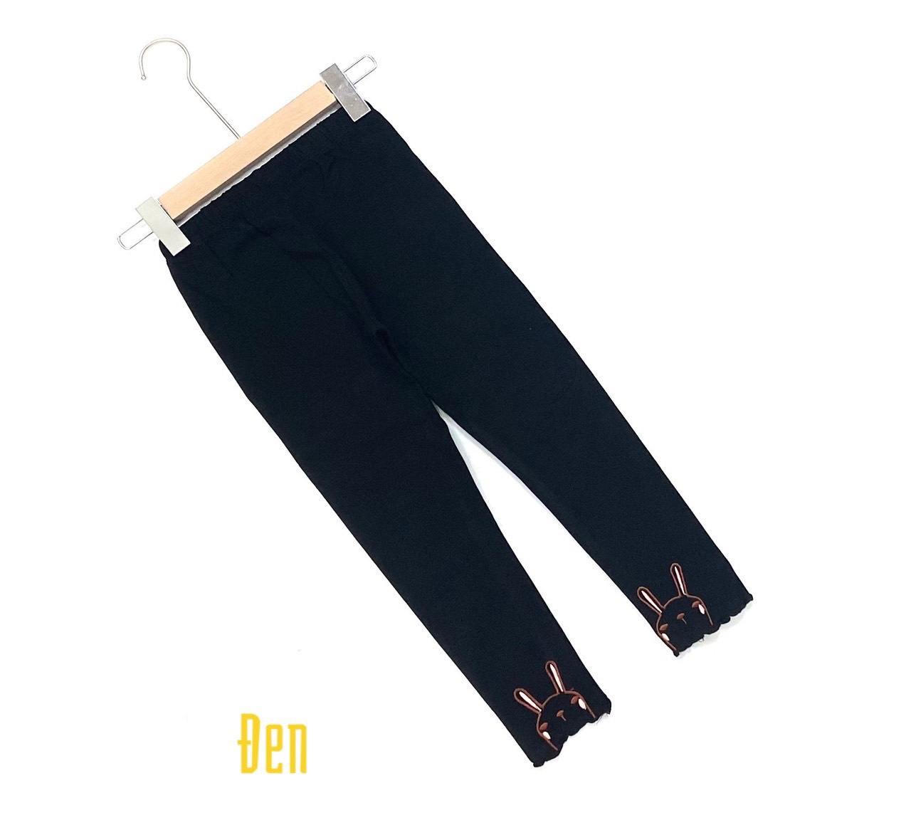 Quần legging bé gái 2-10 tuổi vải cotton co giãn tốt, quần dài cho bé thêu thỏ dáng đẹp không bai xù