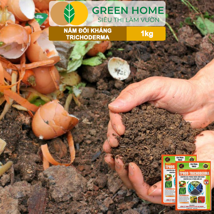 Men Vi Sinh Nấm Trichoderma Greenhome, Bao 1kg, Ủ Phân Hữu Cơ, Ủ Rác,Khử Mùi, Cải Tạo Đất