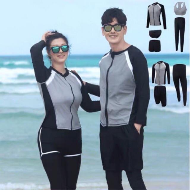 Set đồ bơi tay dài nam nữ khoá kéo