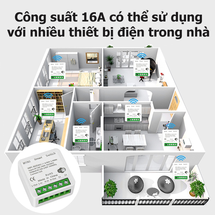 Công tắc thông minh wifi PHIÊN BẢN TIẾNG VIỆT SmartLife Tuya 16A điều khiển từ xa