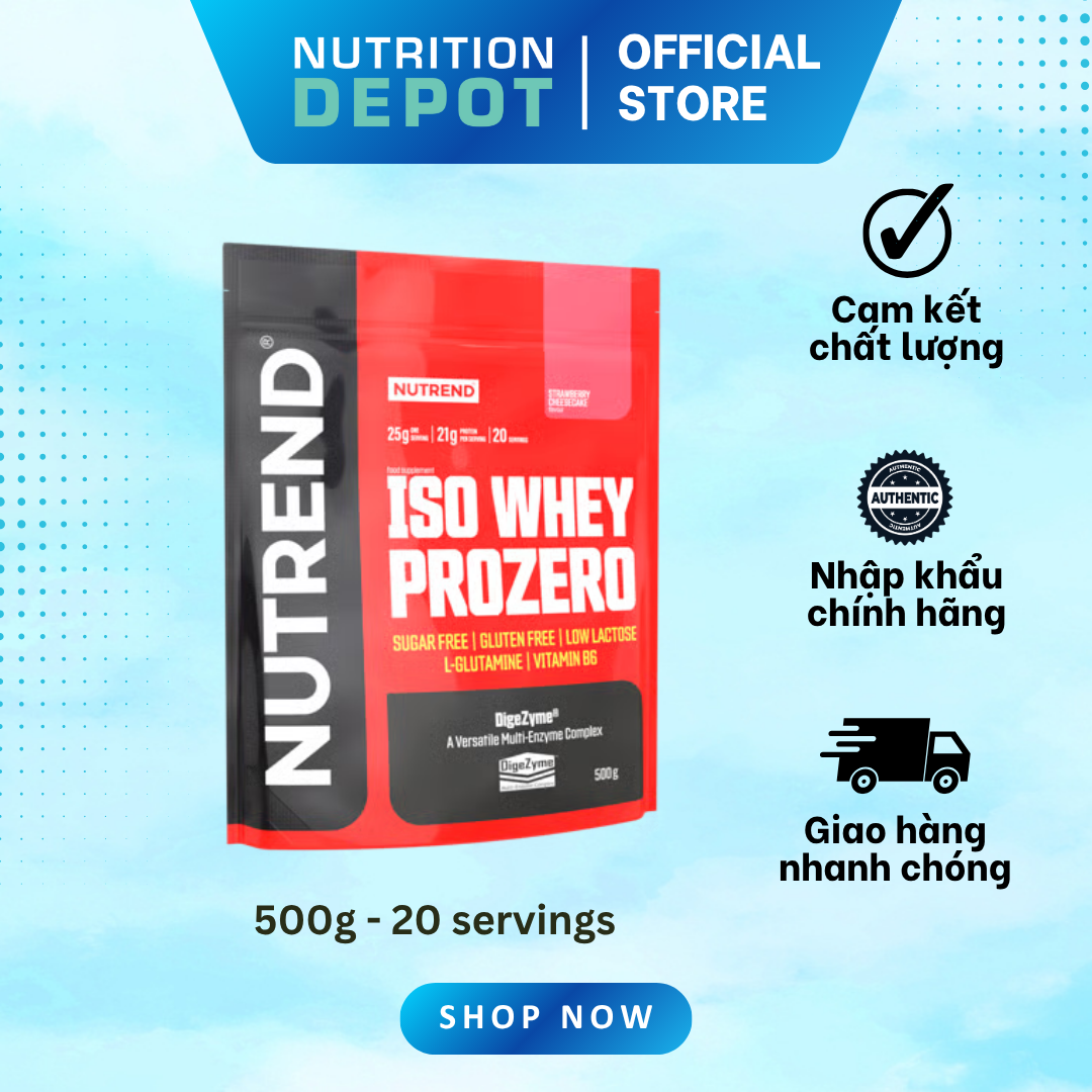 Whey Isolate cao cấp bổ sung đạm protein - Nutrend Whey Protein Isolate Iso Prozero (Túi 500g) - Nutrition Depot Vietnam