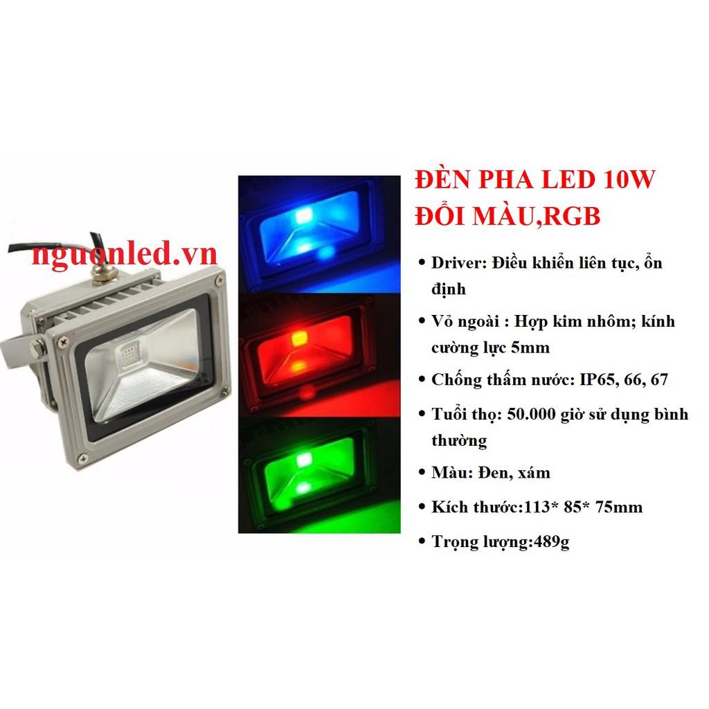 Đèn pha led 10W đổi màu