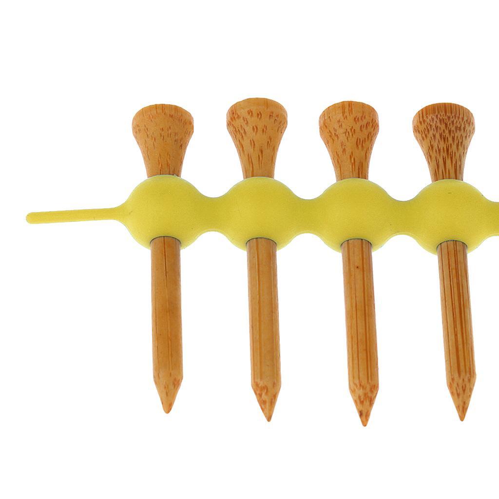 2 Pieces  Tee Holder with 55mm Wood golf professional tees - +Yellow