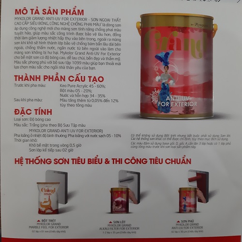 Sơn chống phai màu Mykolor Grand Anti UV For Exterior