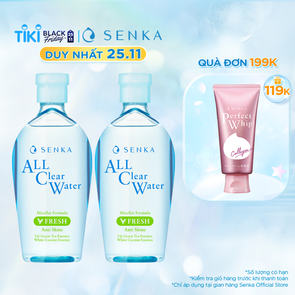 Combo 2 Nước tẩy trang sạch thoáng Senka A.L.L.Clear Water Fresh 230ml x 2