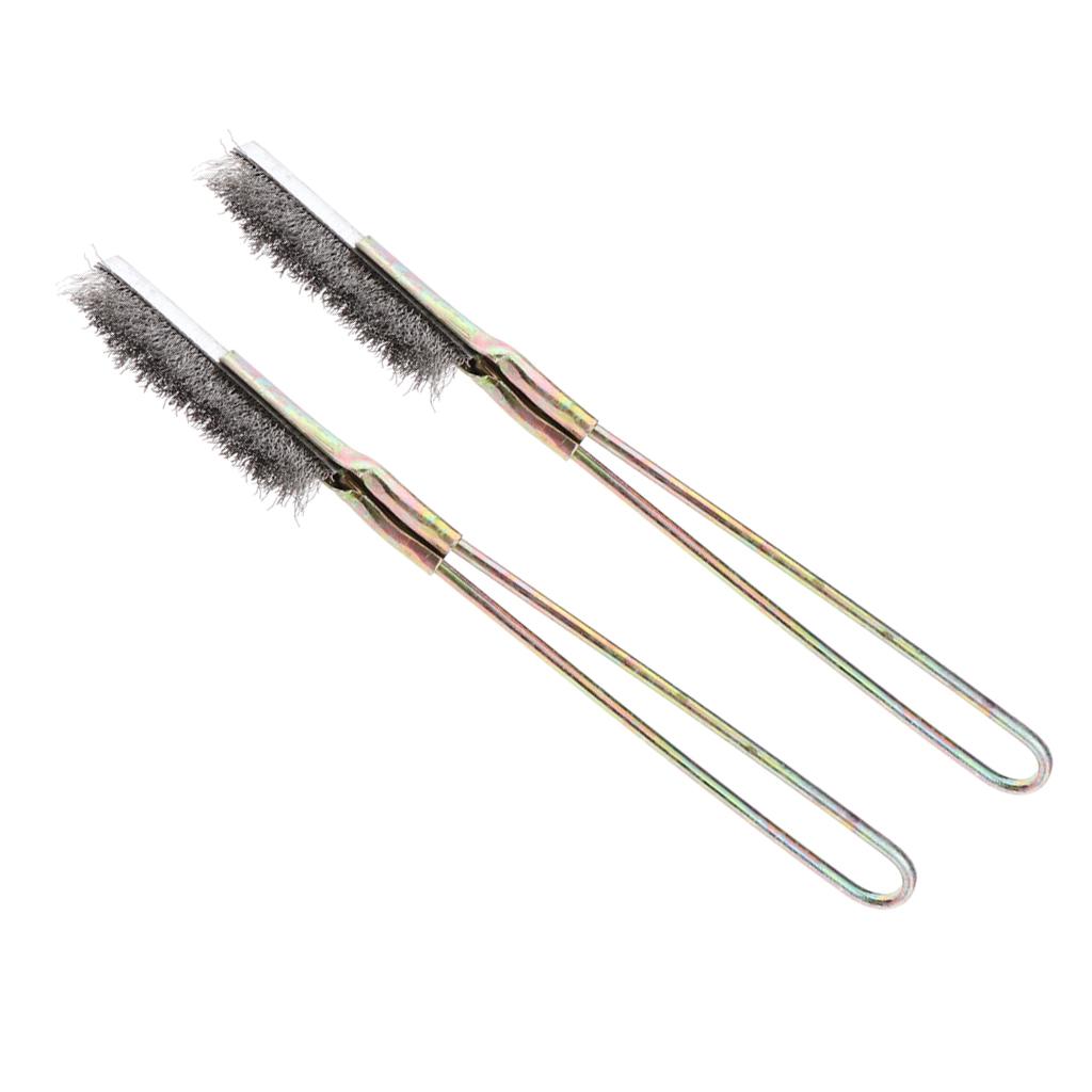 2pcs Stainless Steel Handle Wire Brush for Rust Paint Remover Straight Head