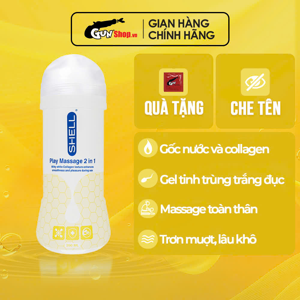 Gel bôi trơn Shell Play Massage 2 in 1 Collagen - Chai 200ml