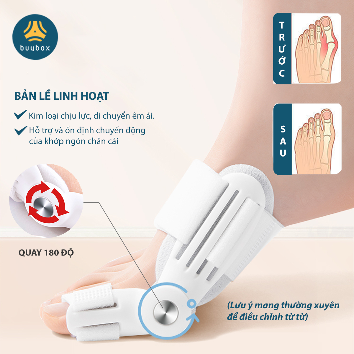 Combo 2 cặp dụng cụ chỉnh hình ngón chân cái bị vẹo Hallux Valgus chất liệu nhựa PC và vớ silicone SEBS - Buybox