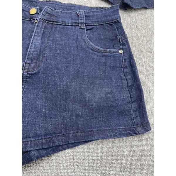 Quần short jeans nữ BigSize màu xanh đậm, co dãn mạnh, lưng cao