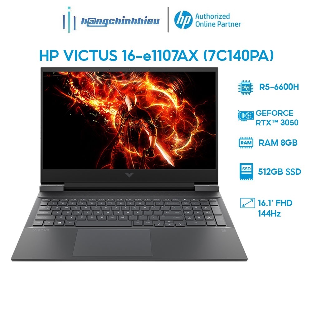 Laptop HP VICTUS 16-e1107AX 7C140PA R5-6600H | 8GB | 512GB |RTX 3050 4GB | 16.1' 144Hz Hàng chính hãng