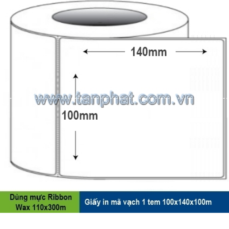 Giấy in mã vạch 1 tem 100x140x100m