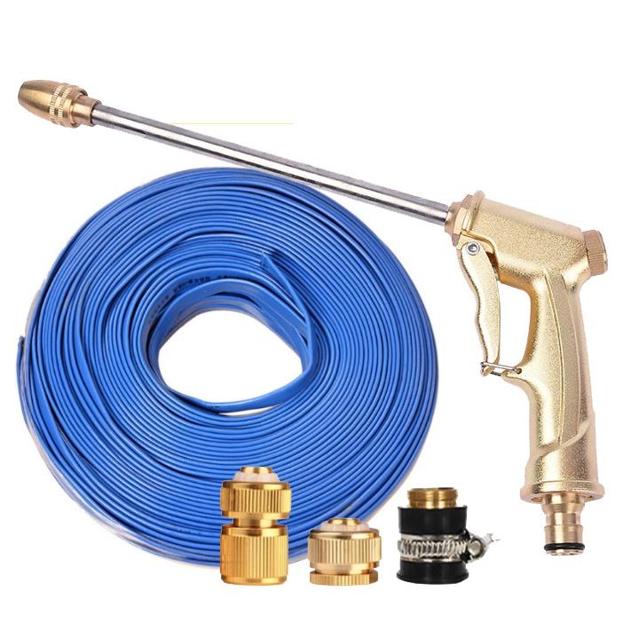 Rửa xe tưới cây Bộ dây và vòi xịt tăng áp lực nước 300% loại 25m cút đồng,nối đồng 206701-3