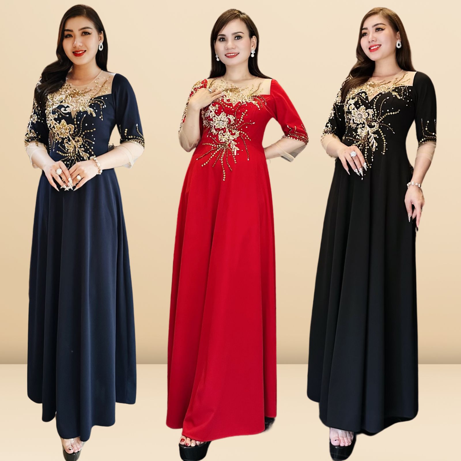 Đầm Dạ Hội Thiết Kế Dáng Xòe Kết Hoa Sang Trọng Cao Cấp Kelly Dress