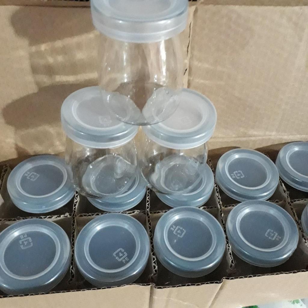12 hũ thủy tinh đựng sữa chua, trơn trắng