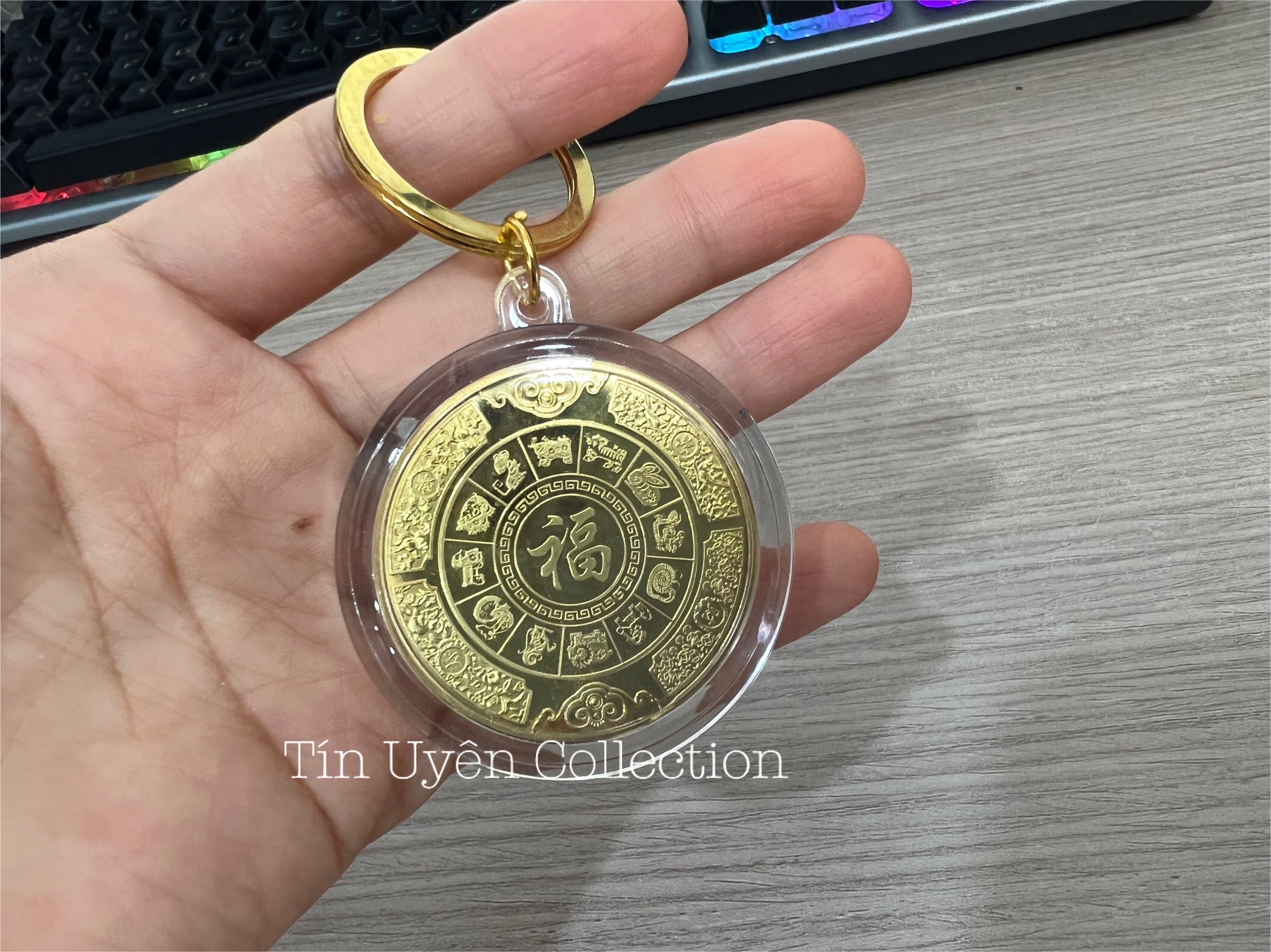 Móc Khóa Đồng Xu Hình Con Trâu cho người tuổi Sửu
