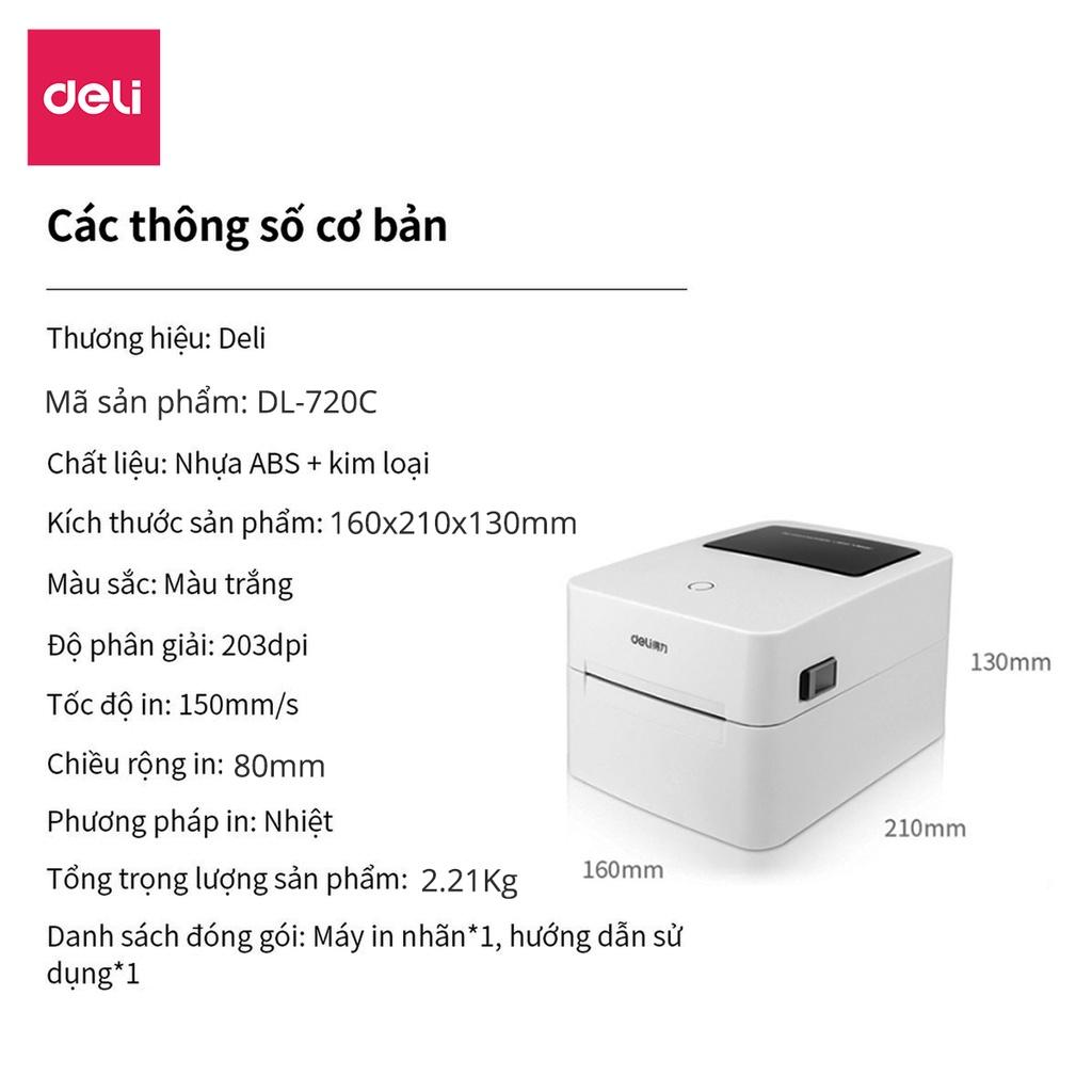 Máy In Nhiệt Deli Cao Cấp Chính Hãng - In Đơn Hàng, Hóa Đơn, Bill TMĐT - Kết Nối USB - DL-720C