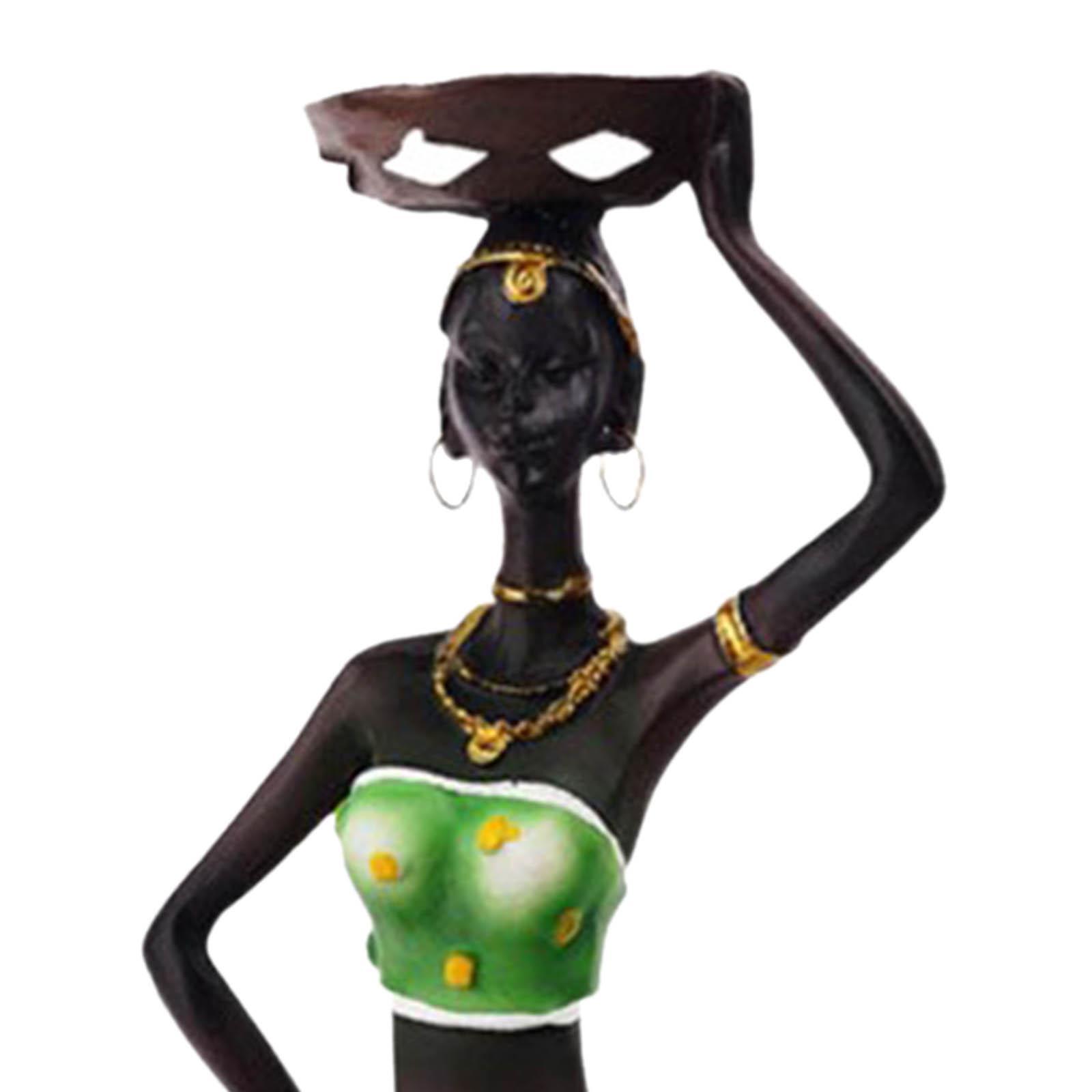 African Women Statues Candlestick Tea Lights Candle Holder Home Room